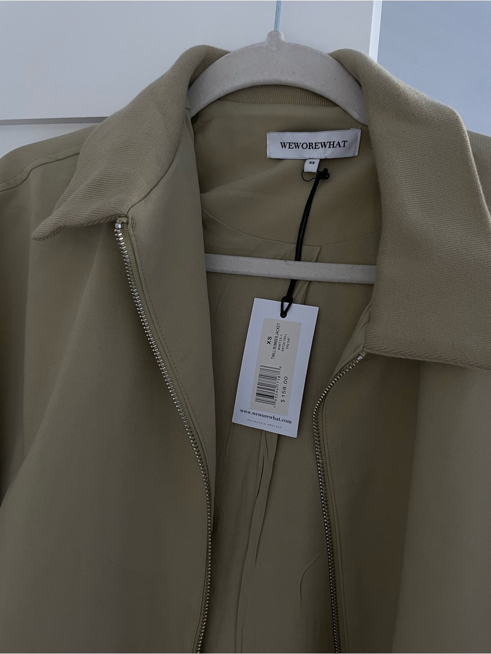 WeWoreWhat Sandy Beige Zip-Front Bomber Jacket